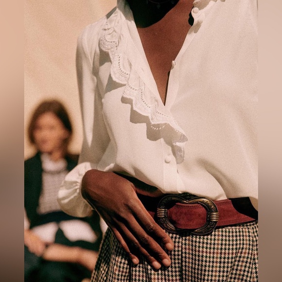 Sezane Tops - Sezane White Chlo 100% Silk Blouse